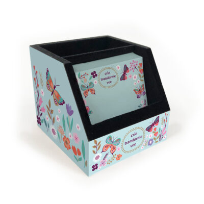 Porta-lápis e Lembretes Fina Ideia Borboletas no Jardim 9x10x8,5cm em MDF