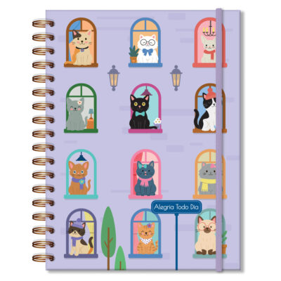 Caderno Folhas Removíveis Fina Ideia Gato na Janela 16,5x23,2cm 80 folhas 90g/m² capa dura