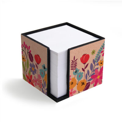 Porta-lembretes Fina Ideia Floral Kraft 7,8x7,8cm em MDF