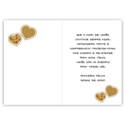 Alternative view of Cartão Artesanal Coração Ouro 50 Anos Fina Ideia 11x15,5cm com envelope