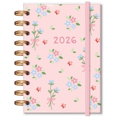 Agenda Diária P 2026 Fina Ideia Laços e Afetos by Sof 9,5x13,5 cm 168 Folhas capa protetora
