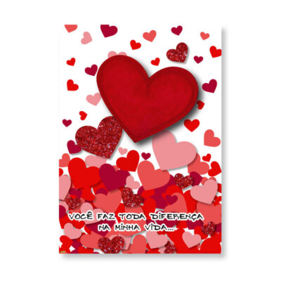 Cartão Artesanal Romântico Corações Diferentes Fina Ideia 11x15,5cm com envelope