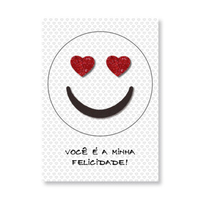 Cartão Artesanal Romântico Minha Felicidade Fina Ideia 11x15,5cm com envelope
