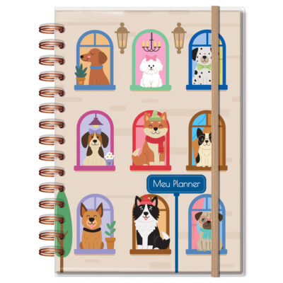 Planner Permanente M Fina Ideia Cachorro na Janela 13,4x20,5cm 105 folhas capa protetora