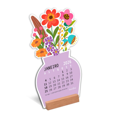 Calendário 2026 Vasinho Flores Fina Ideia 10,5x19cm