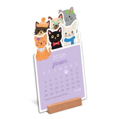 Calendário 2026 Gatinhos Fina Ideia 10,5x19cm