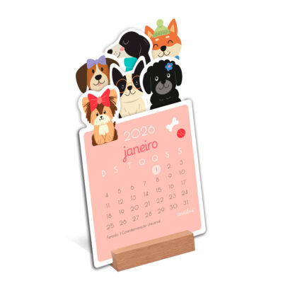 Calendário 2026 Cachorrinhos Fina Ideia 10,5x19cm