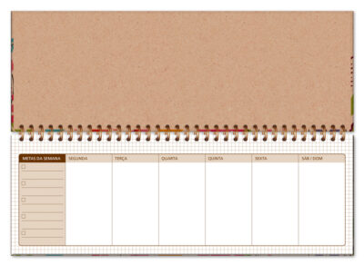 Alternative view of Planner Organizador Semanal Fina Ideia Floral Kraft 30x10,5cm 52 folhas capa dura