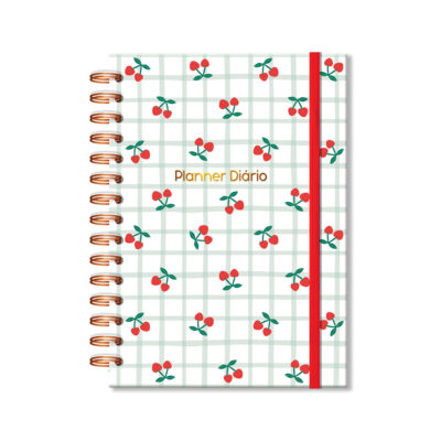 Planner Diário Fina Ideia Cereja 14,5x20,5cm 80 folhas capa dura