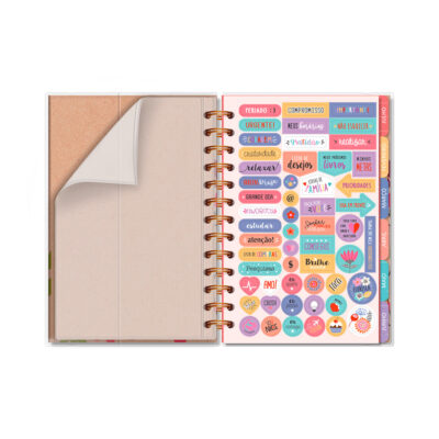 Alternative view of Planner Permanente P Fina Ideia Floral Kraft 11,8x17,5cm 105 folhas capa protetora