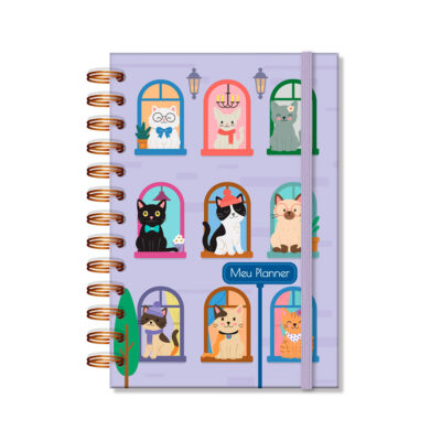 Planner Permanente P Fina Ideia Gato na Janela 11,8x17,5cm 105 folhas capa protetora