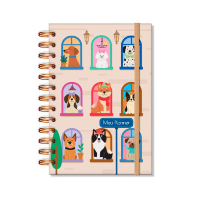Planner Permanente P Fina Ideia Cachorro na Janela 11,8x17,5cm 105 folhas capa protetora