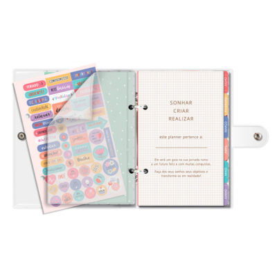 Alternative view of Planner Permanente P Fina Ideia Cereja 11,8x17,5cm 105 folhas capa protetora com botão