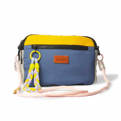 Alternative view of Bolsa Alça de Corda Fina Ideia Azul Escuro, Amarelo e Cinza 21,5x15,5x7cm