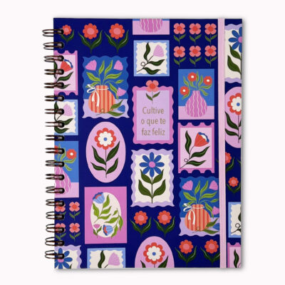 Caderno Colegial 1 Matéria Fina Ideia Selinhos Azul 17,3x23,5cm 80 folhas 90g/m² capa dura