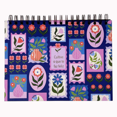 Caderno de Criação Fina Ideia Selinhos Azul 23,5x17,5cm 30 folhas pretas 180g/m² capa dura