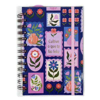 Planner Permanente M Fina Ideia Selinhos Azul 13,4×20,5cm 105 folhas capa protetora