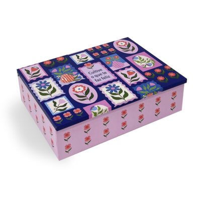 Porta-joias M Fina Ideia Selinhos Azul 19x14x5,5cm em MDF