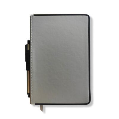 Caderneta A5 Sem Pauta Cinza com Borda Preta Fina Ideia 13x21cm 100 folhas 100g/m²