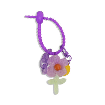 Chaveiro Resinado Flor Lilás Fina Ideia 15x6,5cm - Enfeite Bolsa e Mochila
