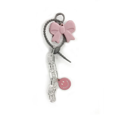 Chaveiro Resinado Laço Rosa Fina Ideia 22,5x5,5cm - Enfeite Bolsa e Mochila