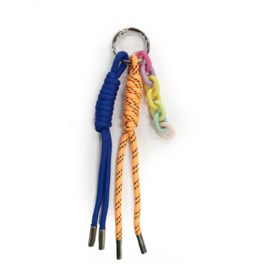 Chaveiro Corda Azul e Laranja Fina Ideia 23,5x3cm – Enfeite Bolsa e Mochila