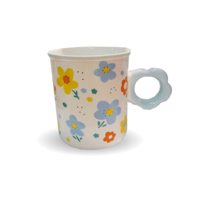 Caneca de cerâmica Flor Azul Fina Ideia 400ml